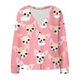 thumbnail image 4 of Wang6 Womens Plus Size Cardigan Sweaters Fall Open Front Button Long Sleeve Knit Sweater Causal Deep V Neck Loose Cute Animal Printed Knitted Outwear Tops Pink L, 4 of 5