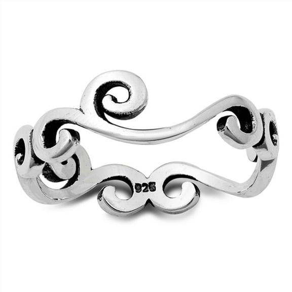 Filigree Swirl Curl Ring .925 Sterling Silver Band Jewelry Female Male Unisex Size 9
