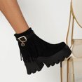 thumbnail image 4 of Autumn And Winter Thick-soled Thick High-heeled Suede Fringed Ladies Ankle Boots, 4 of 8