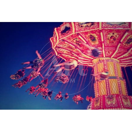 A Fair Ride Shot with a Long Exposure at Night Print Wall Art By (Best Long Exposure App)