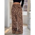 thumbnail image 5 of Women Leopard Print Elastic Waist Wide Leg Pants Loose Flowy Trousers for Vacation Daily Wear, 5 of 6
