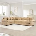 thumbnail image 3 of 117" Modern Corduroy Sectional Couches for Living Room, Comfortable Corner Couch Sofa, Camel 3 Seater Corner Couch for Flexible Layout, Muebles para la Sala, Oversized Sofa Set, 3 of 8