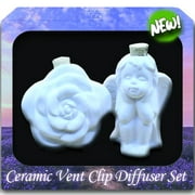Ceramic Car Vent Clip Diffuser Set, Angel and Rose