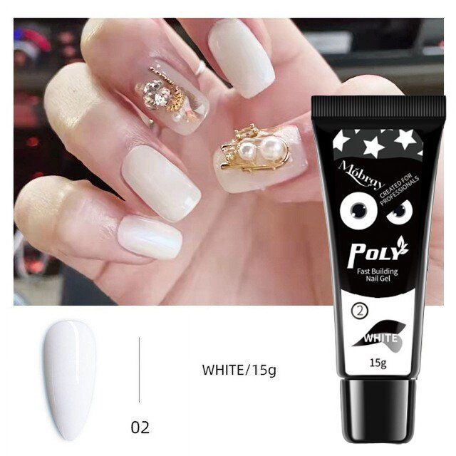 Mobray-Gel de uñas para extensión de manicura francesa, barniz híbrido de construcción rápida, polivinílico UV, Blanco claro, 15ml