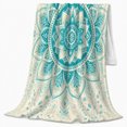 thumbnail image 2 of Teal Lotus Mandala on White, Peaceful Boho Style for Flower Lovers, Aqua Petal Medallion Pattern and Mother's Day Gift, Cozy Flannel Blanket for Sunroom and Reading Nook, Coastal Home Decor, 2 of 9