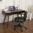 thumbnail image 2 of Silla Ergonómica con Soporte Lumbar de Respaldo Medio, Altura Ajustable de Cuero PU para Tareas de Computadora con Ruedas Giratorias de 360°, 2 of 27