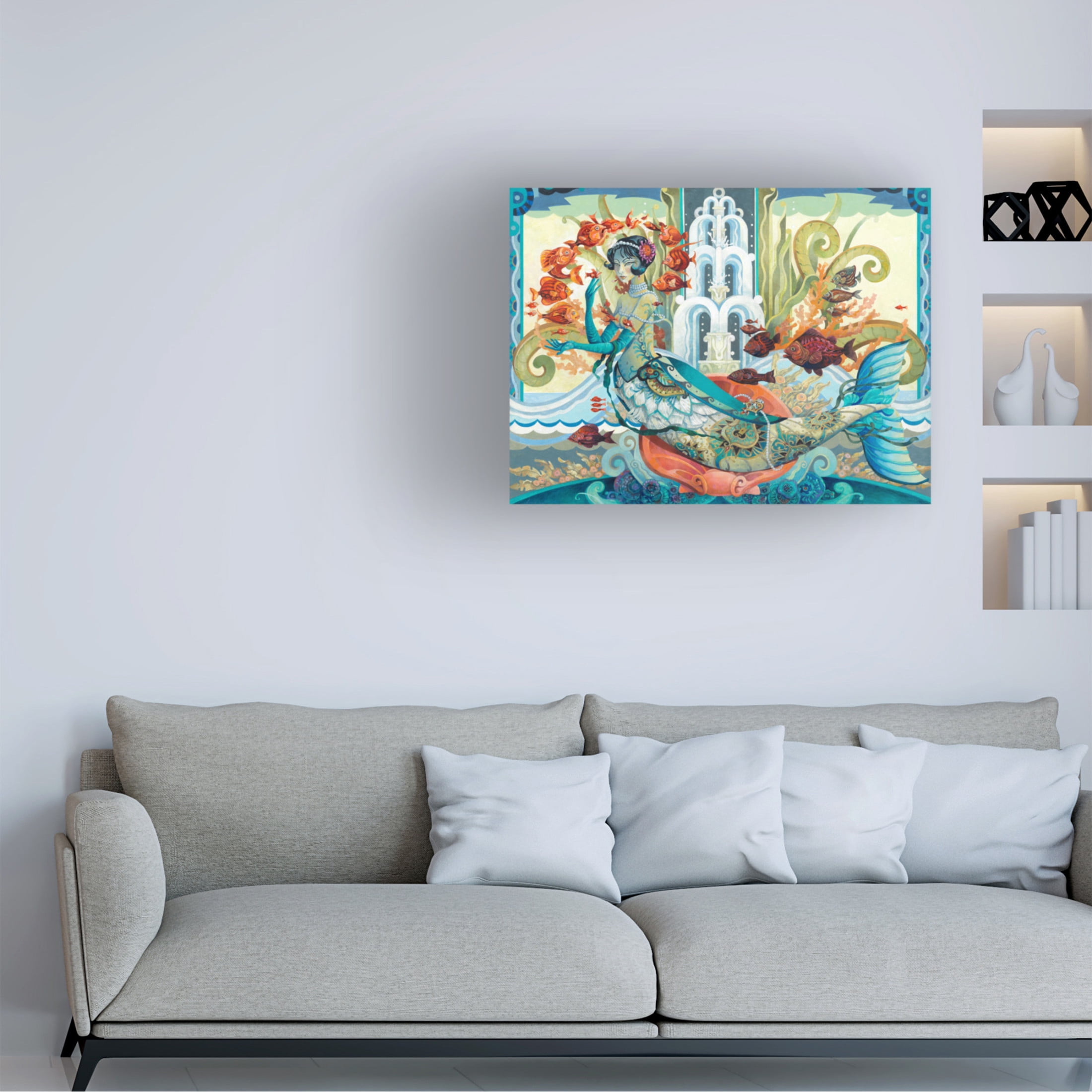 Canvas Wall Art - David Galchutt 'Aquatic Flapper' Wall Art for Living Room, Bedroom, or Office Décor by Trademark Fine Art - 32 x 24 Inches