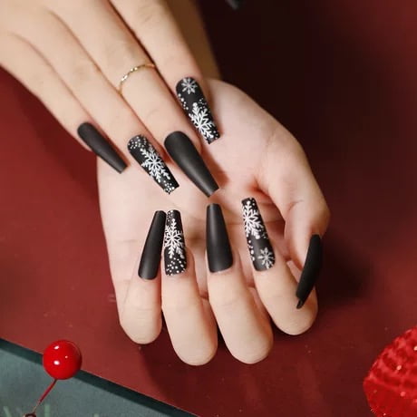 Fofosbeauty 24pcs Press On Nails Coffin Long Fake Nails For New Years Valentines Gift Snow In Dark Matte Walmart Com