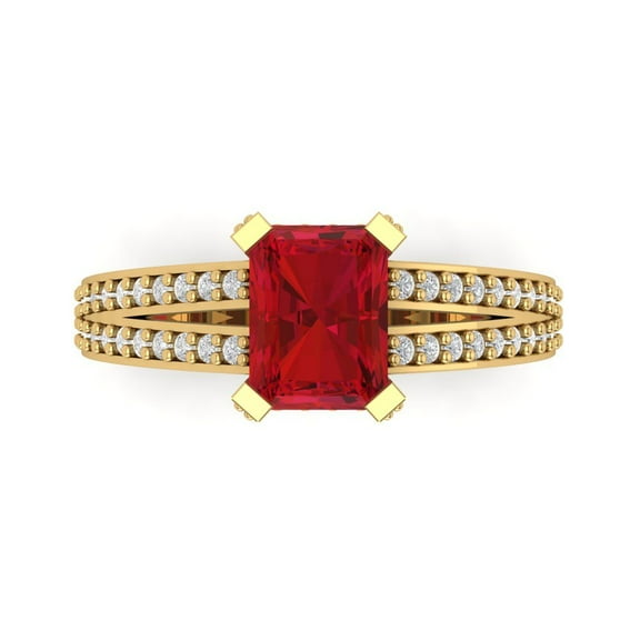 Clara Pucci 14K Yellow Gold 2.45ct Tourmaline Solitaire with Accents Ring
