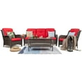 thumbnail image 3 of Meetleisure 4-Piece Wicker Outdoor Patio Seating Set Sectional Sofa with Table, Red, 3 of 8