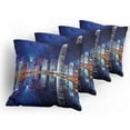 thumbnail image 5 of Ambesonne City Throw Pillow Cover 4 Pack, Hong Kong Island Modern, 20", Royal Blue Orange White, 5 of 7