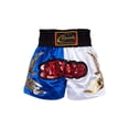 thumbnail image 4 of Kaerm Boys Muay Thai Boxer Shorts MMA Martial Arts Bottom Shorts Cage Fighting Grappling Trunks Blue&White XL/170, 4 of 4