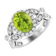 thumbnail image 2 of Sterling Silver with Natural Peridot and White Topaz Halo Ring, 2 of 3