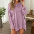 thumbnail image 2 of Fiaer.Waffle Long Sleeve T Shirts for Women.Womens Crew Neck Plus Size Loose Fit Tshirts.Women's Casual Trendy Going out Basic Tops Light Purple XL, 2 of 5