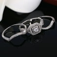 thumbnail image 3 of Paris Wedding Ring Set for Women 3pc Halo Engagement  CZ Bands Ginger Lyne Collection, 3 of 5