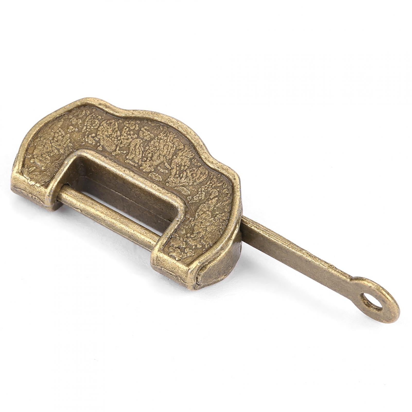 Chinese Brass Padlock Antique Retro Style Lock Key Jewelry Box Drawer Cabinet 
