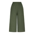thumbnail image 5 of Gamivast Placed Linen Pants for Women Summer Wide Leg Cropped Pants Drawstring Elastic Waist Pants Vacation Casual Beach Pants Placed Recently by Me Delivery Status, 5 of 8