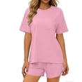 thumbnail image 5 of yillto Womens Shorts Set 2 Piece Outfits Summer Lounge Short Sleeve Tops Matching Sweatsuit Casual Sets, 5 of 6