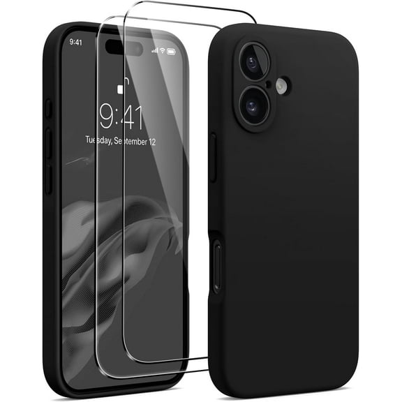 ZGDong Designed for iPhone 16 Case, Silicone Upgraded [Camera Protection] Phone Case with [2 Screen Protectors], Soft Anti-Scratch Microfiber Lining Inside