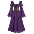 thumbnail image 2 of SEAOPEN Renaissance Dresses for Women Butterfly Sleeve Medieval Dress Vampire Witch Gothic Corset Dress Halloween Costumes Purple,S, 2 of 4