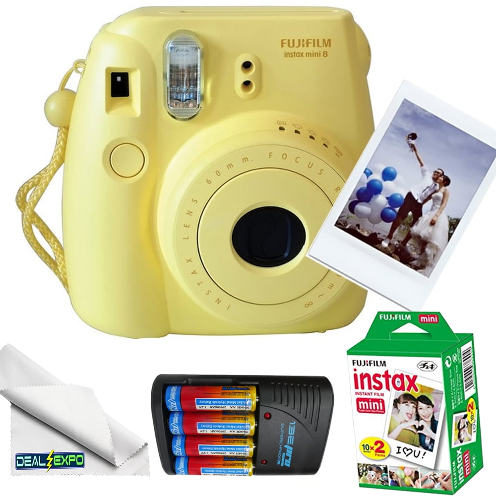 Fujifilm Instax Mini 8 Instant Film Camera (Yellow) + 4 AA Ultra High