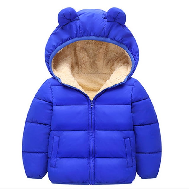 LSLJS Winter Children's Lamb Velvet Cotton-padded Rabbit Ears Padded Baby Cotton-padded Jacket, Baby Coat( 3-4 Years, Blue )