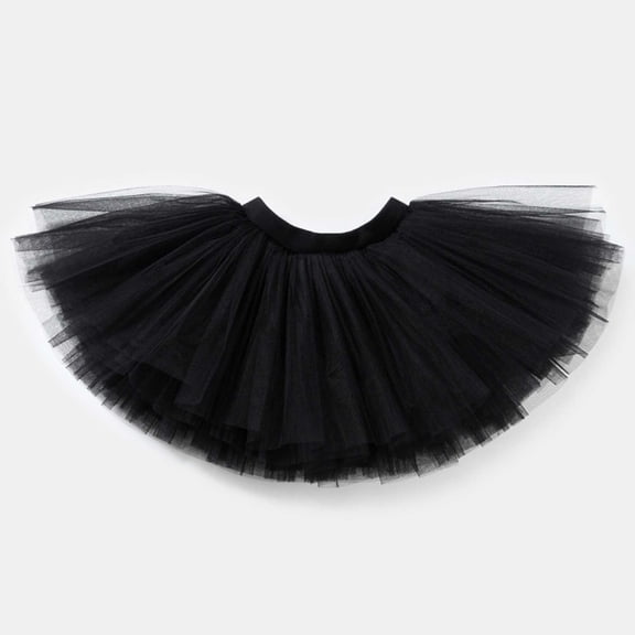 ZHOGXU Big Kids Girls Skirt Elastic Waist Solid Color Comfortable Stylish Mesh Tutu Skirts For Carnival Party And Daily Wear Black 8-12 Years