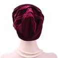 thumbnail image 5 of SPRING PARK Winter Elegant Solid Color Casual Rhinestones Warm Women Velvet Beanie Chemo Cancer Cap Turban Hat, 5 of 5