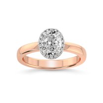 1 Carat IGI Certified Oval Shape Lab Grown Diamond Engagement Ring | 14K Rose Gold | Anna Hidden Accents Halo Lab Diamond Ring | FG-VS1-VS2 Quality Friendly Diamonds