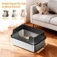 thumbnail image 3 of Extra-Large Stainless Steel Cat Litter Box, High-Sided Open Pan with Detachable Wall – Easy Clean & Reduces Scatter, Grey for Large & Multi-Cat Homes, 3 of 7