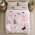 thumbnail image 5 of Pink Cat Pattern Cute Feline, Playful Pet Portrait Pattern, Warm Flannel Blanket for Living Room and Bedroom, Cat Lovers Valentine's Day Gift, Pet Lover Home Decor, 5 of 9
