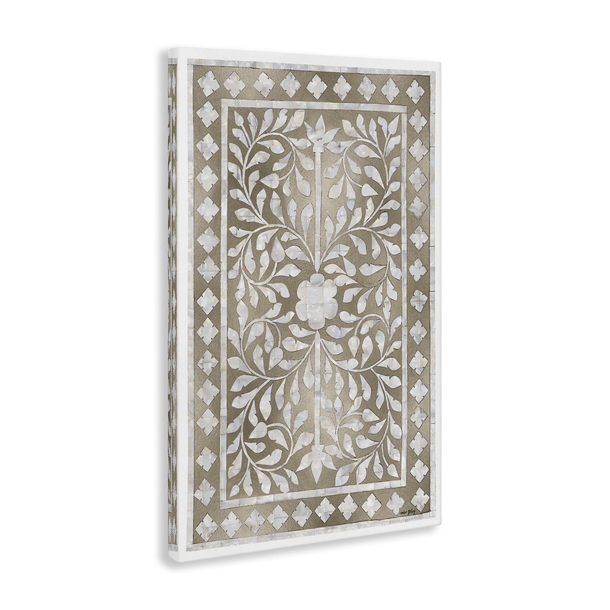 Stupell Industries Arabesque Bohemian Pattern Botanical & Floral Painting Gallery Wrapped Canvas Art Print Wall Art, 30 x 45