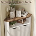 thumbnail image 5 of Vabches Fluted Corner Cabinet for Small Space, Modern Corner Storage Cabinet with 2 Doors and Adjustable Shelf for Bathroom, Kitchen, Living Room, Natural, 5 of 9