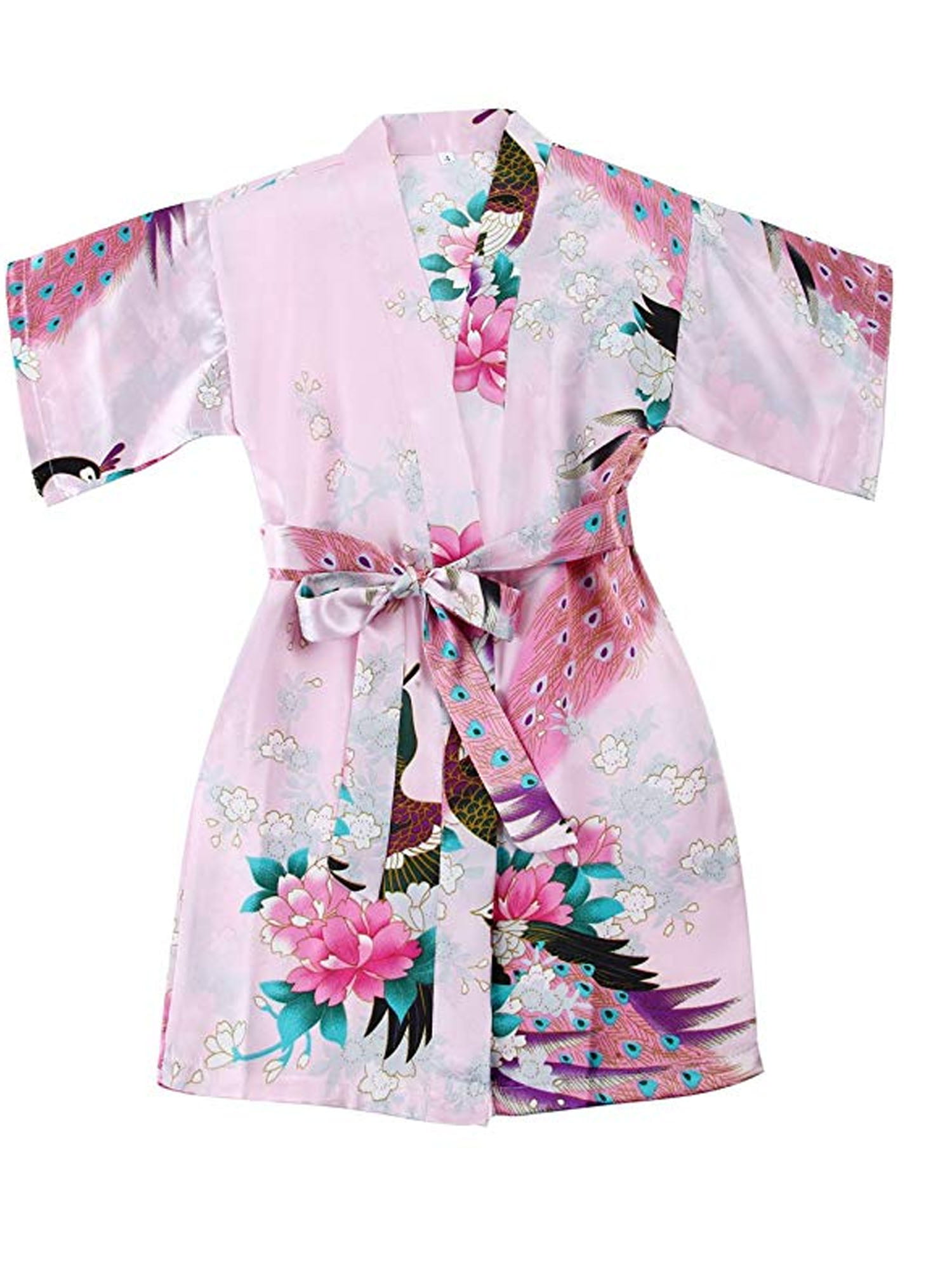 Girls Floral Satin Robes for Spa Party Flower Girl Robes Toddler Wedding Silk Robes 