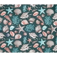 thumbnail image 5 of oneOone Cotton Flex Teal Green Fabric Sea Shells Pattern Quilting Supplies Print Sewing Fabric By The Yard 40 Inch Wide, 5 of 6