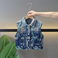 thumbnail image 4 of Gamivast Denim Vest Girls Boys Plaid Sleeveless Button Down Lapel Collar Jacket with Pockets Stylish Jeans Spring Outerwear Back-To-School Outfits, 4 of 6