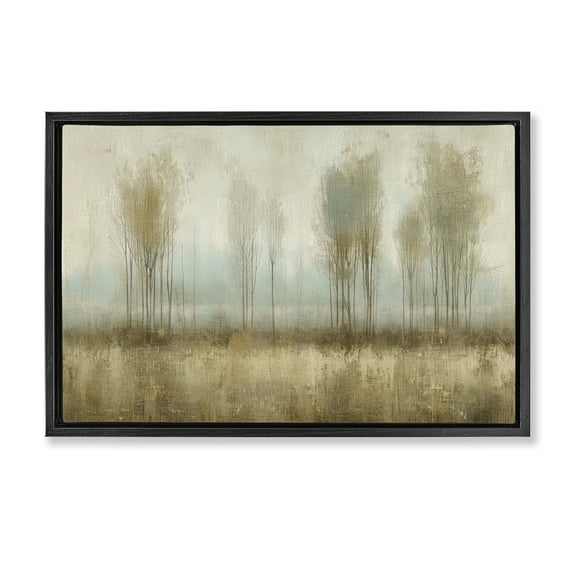 Stupell Industries Muted Forest View Landscape & Nature Painting Black Floater Framed Canvas Art Print Wall Art, 25 x 17