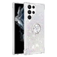 thumbnail image 2 of Funda para Samsung Galaxy S22 Ultra 5G con Brillo Líquido Flotante, Purpurina, Parachoques y Anillo Giratorio Soporte, 2 of 5