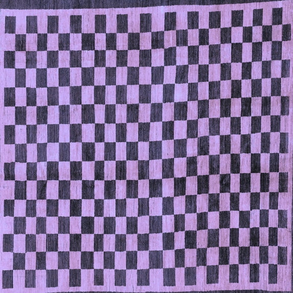 Ahgly Company Machine Washable Indoor Square Checkered Blue Modern Area Rugs, 3' Square