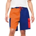 thumbnail image 3 of JoveMarine Men's Color-Block Casual Shorts, American Style 5-Pocket Design, Versatile Fashion Shorts for Daily, Beach and Summer Parties Blue L, 3 of 5