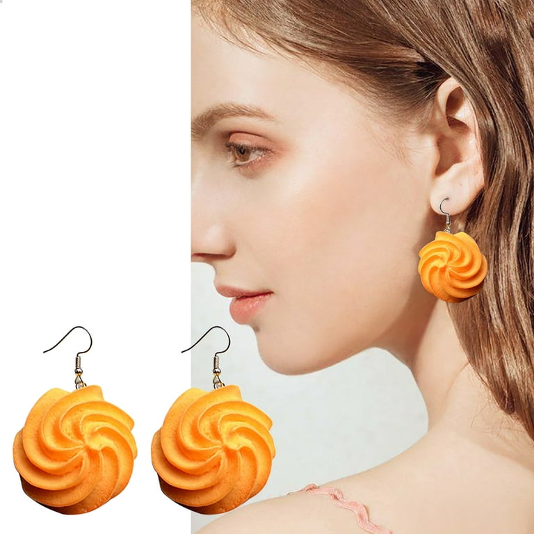 Heiheiup Cute Food Earrings Personality Funny Creative Earrings Fun Cookie  Earrings Valentines Earrings for Women 