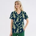 thumbnail image 2 of Scrubs For Women, Plus Size Floral Printed Scrub Working Uniform Tops V Neck Short Sleeve Tshirts Workwear Tee With Pockets Outfits Women Sexy Pants Shirts Tops (4XL, Dark Green) ZMTing, 2 of 4