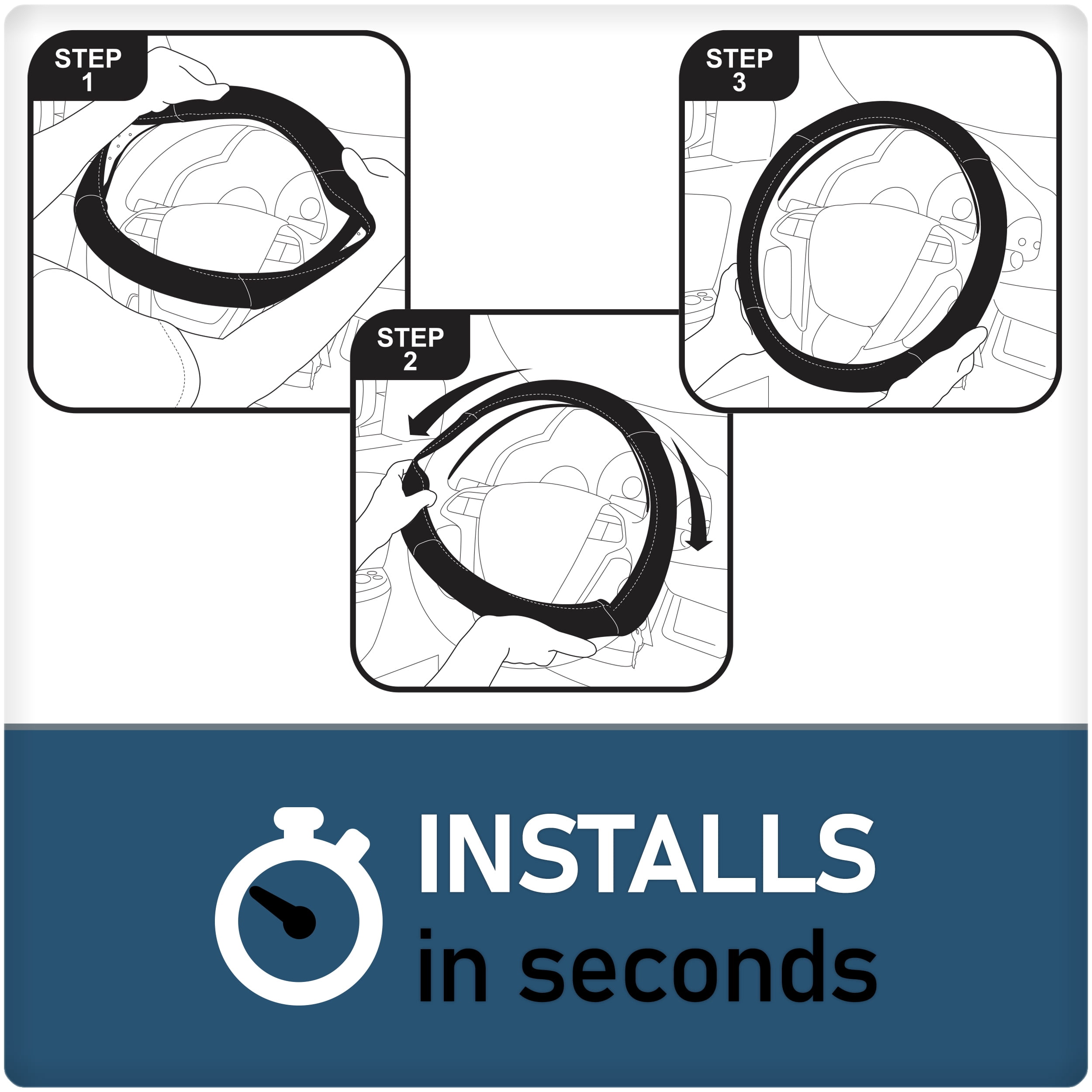 Housse de volant sport noire et grise Auto Drive AUTO DRIVE PL C-VOLANT SPORT NR/GR