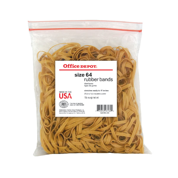 1InTheOffice Rubber Bands Size #64 - Heavy Duty Thick Bands, Beige, 2 Pack (380 Per Pack)