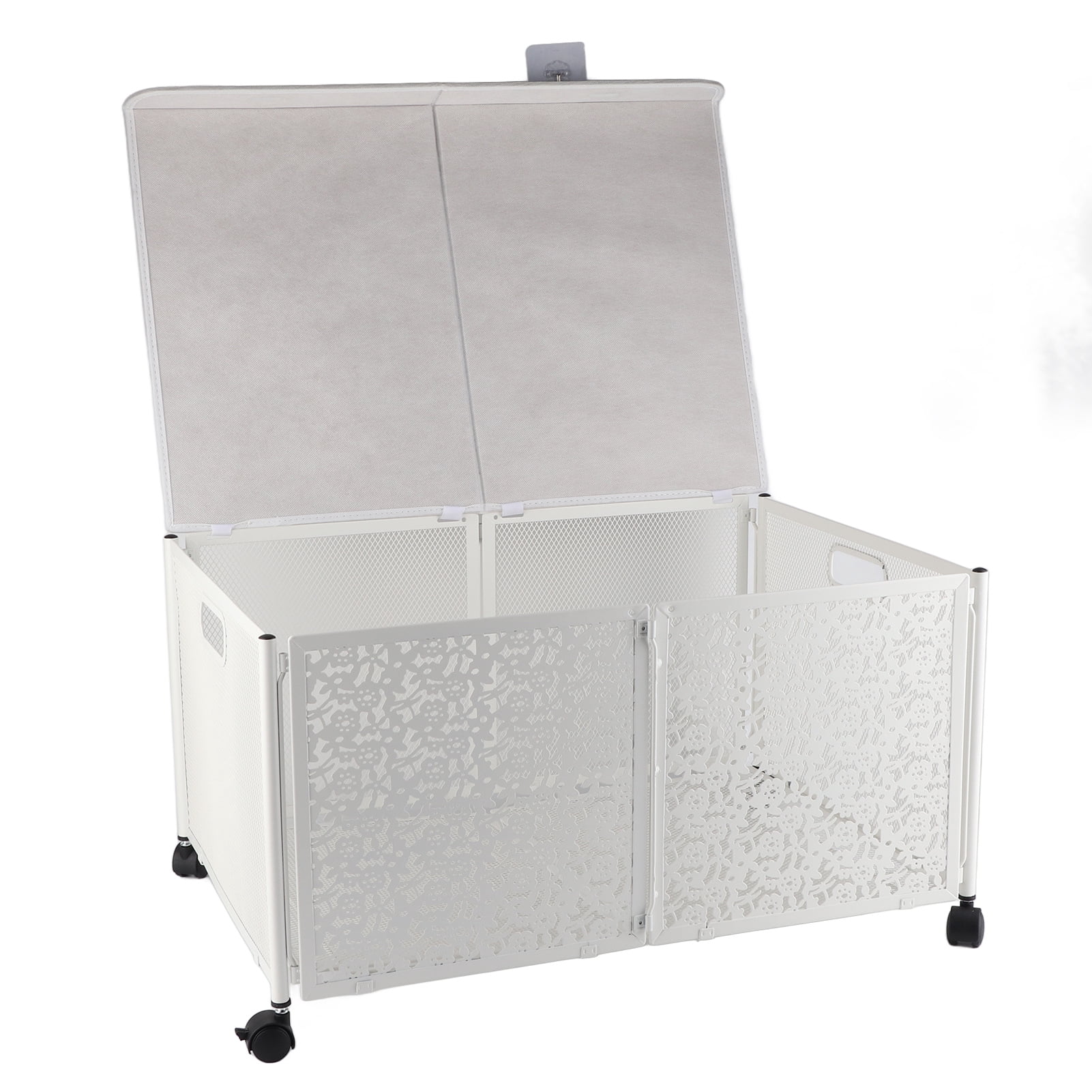 Coffre Rangement Enfant Coffre à Jouets En Métal Pliable 70 L | Boîte De Rangement Avec Roulettes | Anti-poussière Pour Salon, Chambre D'Enfants Coffre Métal Anti-poussière Enfant