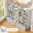 thumbnail image 4 of Hiphuta 55"W Kid Toy Storage Organize with Sliding Bookshelf, Kid Bookcase with 4 Removable Drawers, Toy Storage Toy Organize for Kid Bedroom Playroom, Gray, 4 of 8