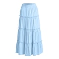 thumbnail image 6 of vdgthytj Maxi Skirt for Girls Summer Boho Ruffle Tiered Elastic Waist Casual A-Line Flowy Vacation Party Long Skirts, 6 of 8