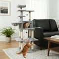 thumbnail image 4 of Gymax 63'' Large Cat Tree for Indoor Cats w/Plush Top Perch Condo Hammock Basket Bed Light Grey, 4 of 9