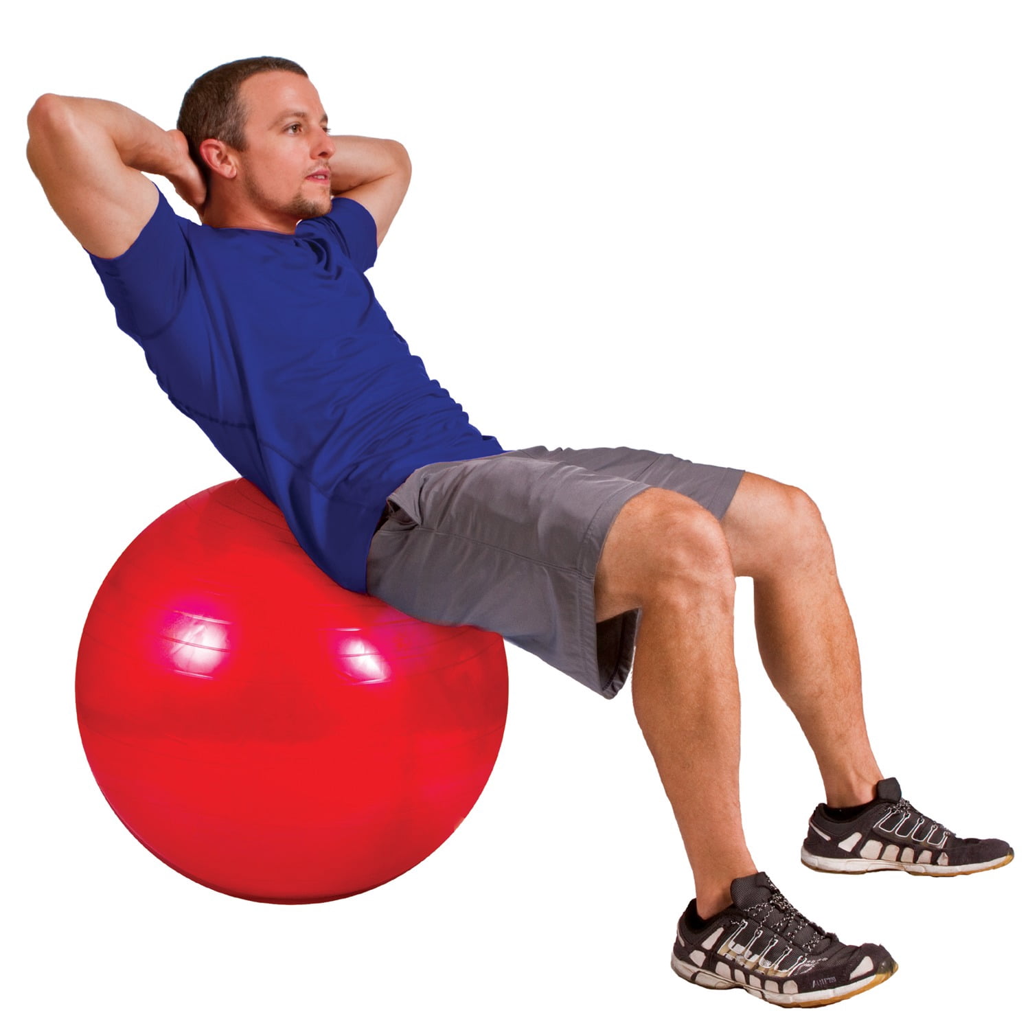 GoFit 55 cm Stability Ball with Pump, Exercise Ball for Balance and Core Training, Red