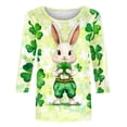 thumbnail image 4 of HOMBOM Holiday Shamrock Shirts for Women Irish Graphic Tees 3/4 Sleeve St.Patrick's Day Brown Crewneck Ladies Tshirts, 4 of 5